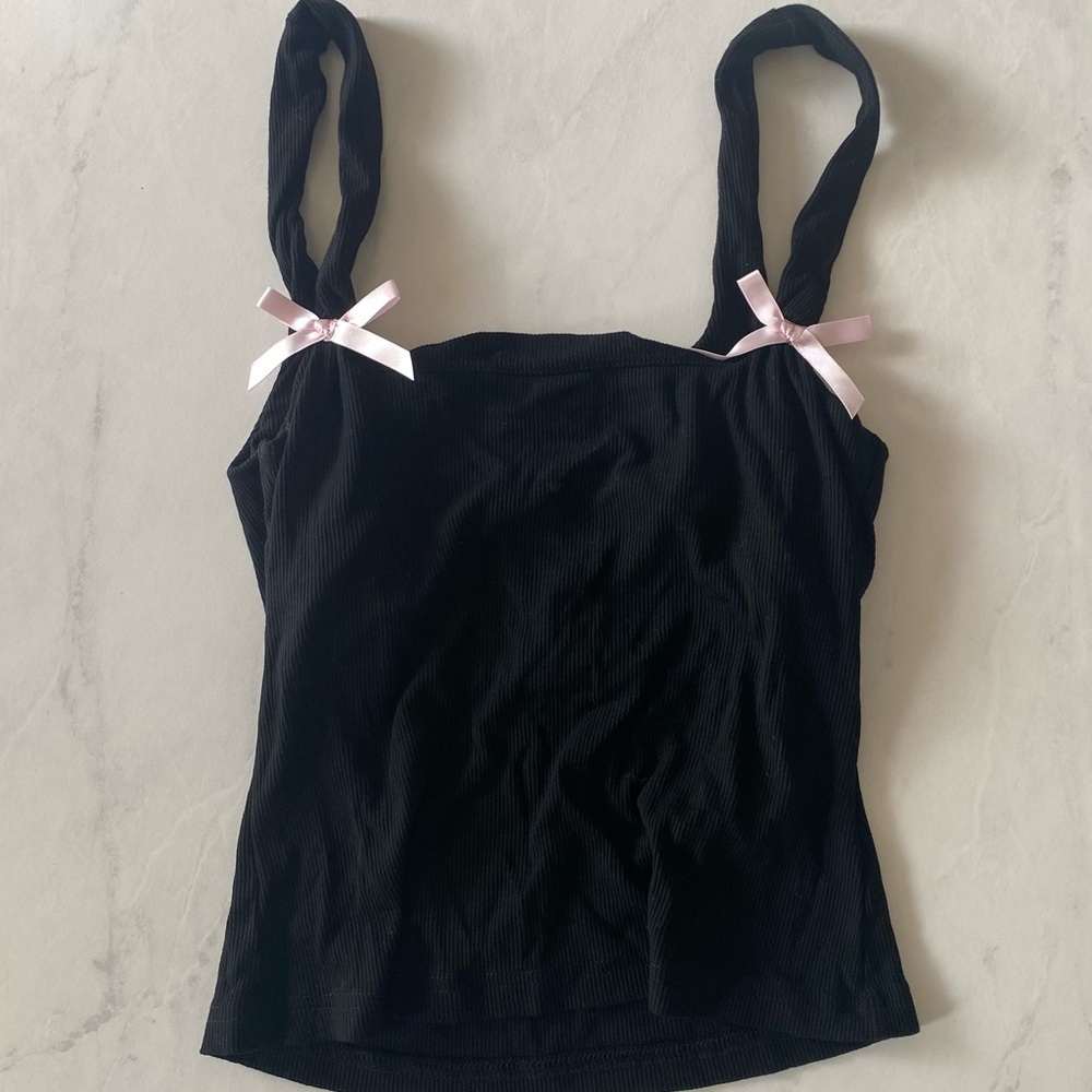 Edikted Black Fitted Camisole with Pink Bows